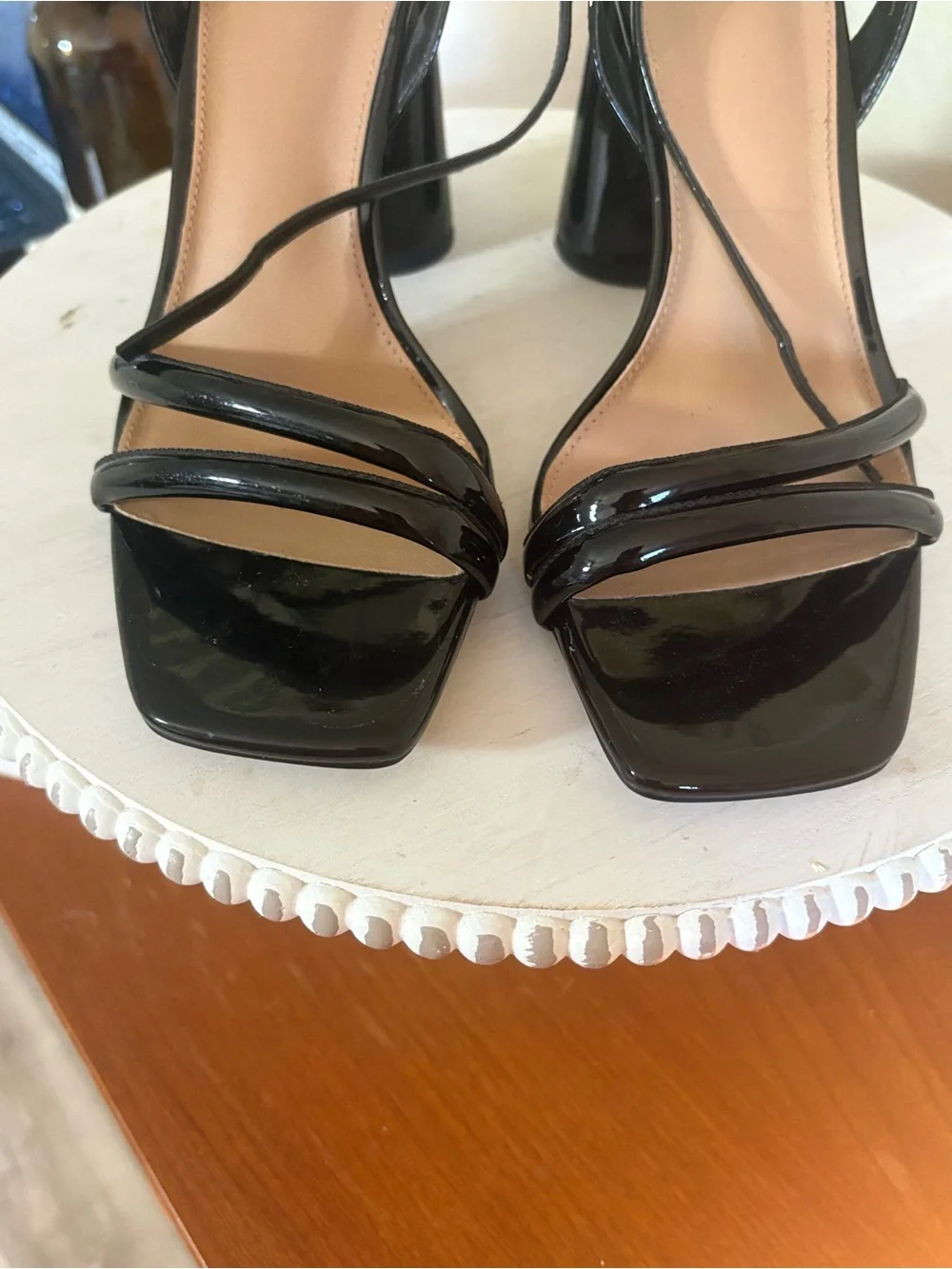 Sam Edelman Black Patent Strappy Block Heel Sandals